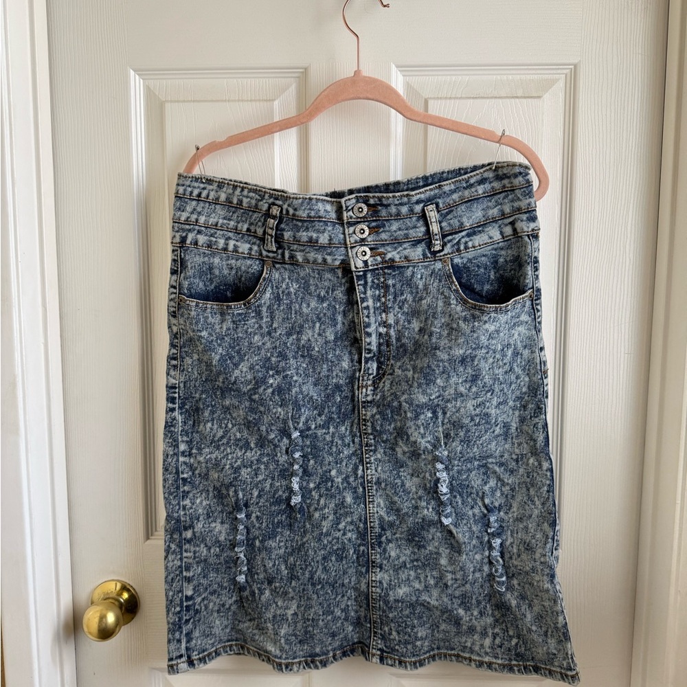 Classic Blue Denim Pencil Skirt